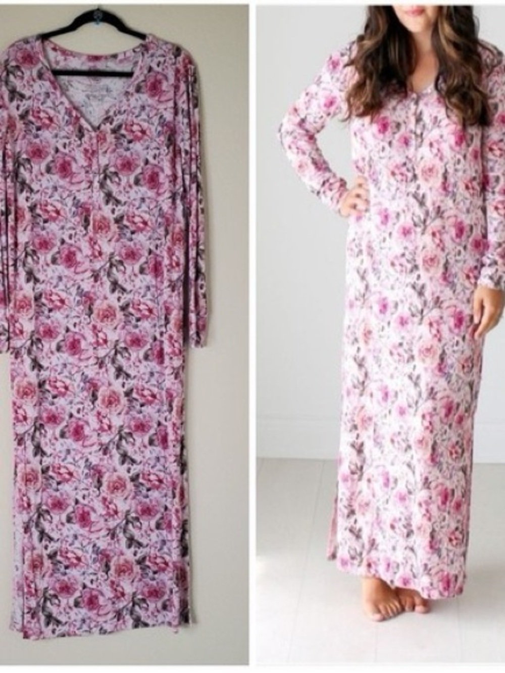 Posh Peanut Bamboo/Viscose Henley Maxi Dress sz M